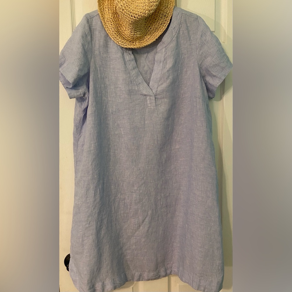 100% Linen dress cool chambray color  size 1X